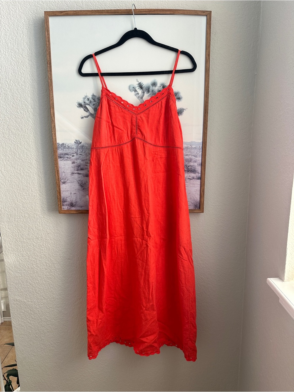 Old Navy Red Eyelet Midi Dress Size L Boho Summer